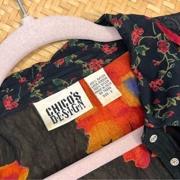 Chicos mixed media art to wear floral abstract funky blouse - Picture 7 of 7